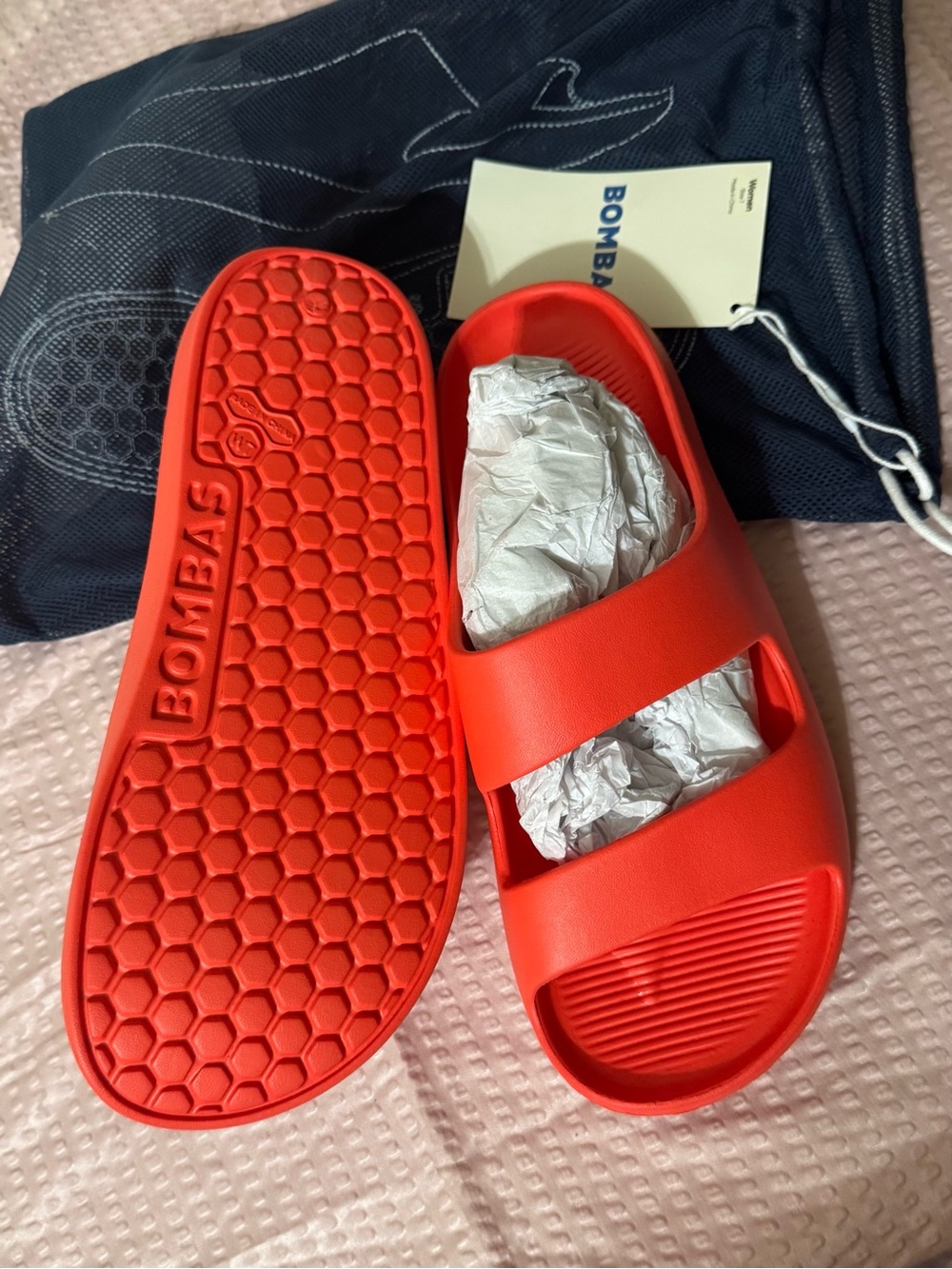 Bombas Kids' Red Slide Sandals
